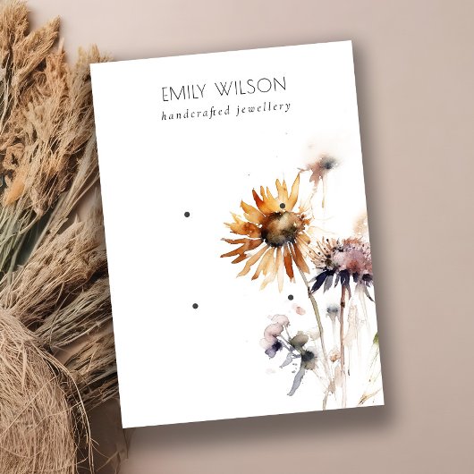 Boho Dry Wildblume Watercolor 2 Earring Display Visitenkarte