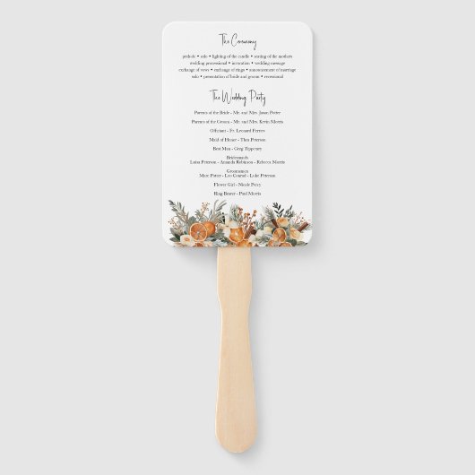 Boho Dry Zitrusgrün Hochzeitsprogramm Fan Fächer (Rückseite)