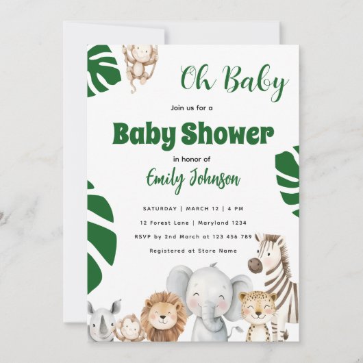 Boho-Dschungel-Baby-Party Einladung (Vorderseite)