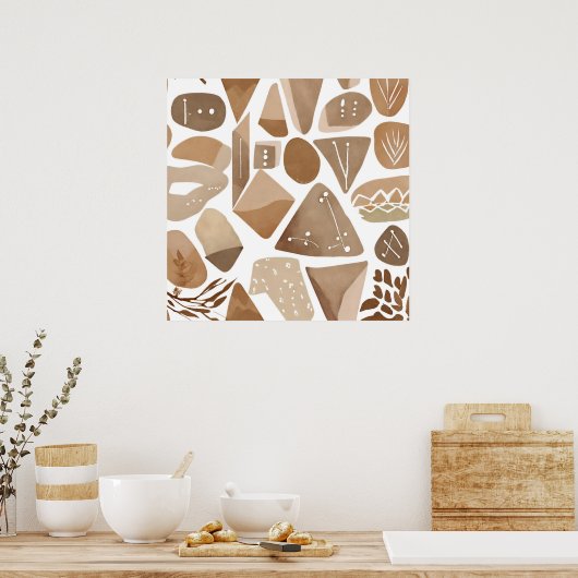 Boho Dschungel Leaf Botanischer Kunststil Einfache Poster (Küche)