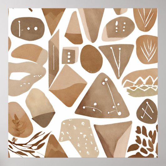 Boho Dschungel Leaf Botanischer Kunststil Einfache Poster (Vorne)