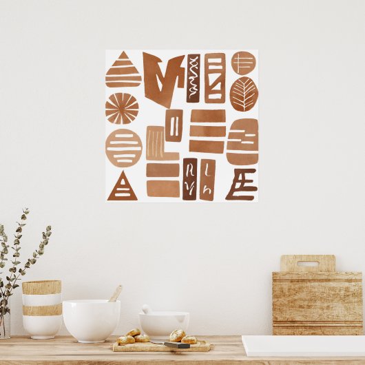 Boho Dschungel Leaf Botanischer Kunststil Einfache Poster (Küche)