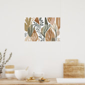 Boho Dschungel Leaf Botanischer Kunststil Einfache Poster (Küche)
