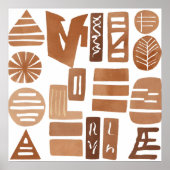 Boho Dschungel Leaf Botanischer Kunststil Einfache Poster (Vorne)