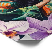 Boho-Dschungel-Traumlandschaft Weißer Tiger & Frau Poster (Ecke)