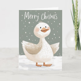 Boho Duck in Snow Weihnachtskarte Karte