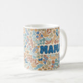 Boho Dunkelblau Mama Blumenmuster Muttertag Kaffeetasse (VorderseiteRechts)
