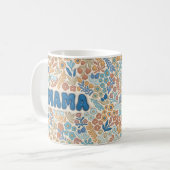 Boho Dunkelblau Mama Blumenmuster Muttertag Kaffeetasse (Vorderseite Links)