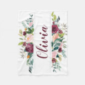 Boho dunkelrote Aquarellfarben personalisiert Fleecedecke (Vorderseite)