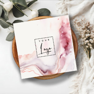Boho Duskig Rosa Rotes Wasserfarben-Achat-Logo Quadratische Visitenkarte