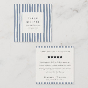 Boho Dusky Blue Watercolor Strips Bewertungsanfrag Quadratische Visitenkarte