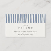 Boho Dusky Blue Watercolor Strips Refer A Friend Visitenkarte (Vorderseite)