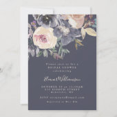 Boho Dusky Dark Lila Floral Script Brautparty Einladung (Vorderseite)