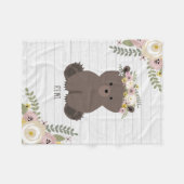 Boho Dusty Bear Gray Wood Personalisiert Fleecedecke (Vorderseite (Horizontal))