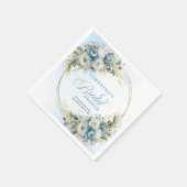 Boho Dusty Blau Blumen Eukalyptus Gold Servietten (Ecke)