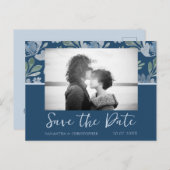 Boho Dusty Blue & Aquamarin Save the Date Hochzeit Postkarte (Vorne/Hinten)