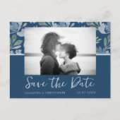 Boho Dusty Blue & Aquamarin Save the Date Hochzeit Postkarte (Vorderseite)