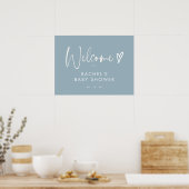 Boho Dusty Blue Baby Dusche Begrüßungszeichen Poster (Küche)