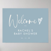 Boho Dusty Blue Baby Dusche Begrüßungszeichen Poster (Vorne)