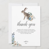 Boho Dusty Blue Beige Blume Babydusche Dankeskarte (Vorderseite)