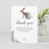 Boho Dusty Blue Beige Blume Babydusche Dankeskarte (Stehend Vorderseite)