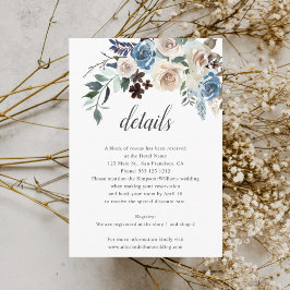 Boho Dusty Blue Beige Blume Hochzeiten Details Begleitkarte