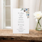 Boho Dusty Blue Beige Blume Hochzeitsprogramm