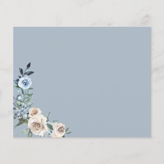 Boho Dusty Blue Beige Blume Script Wedding RSVP (Rückseite)