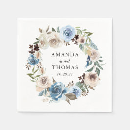 Boho Dusty Blue Beige Blumenblumenzeremonie Serviette