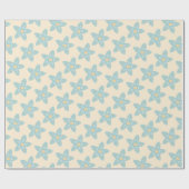 Boho Dusty Blue Blume Muster Gelb Hintergrund Geschenkpapier (Flach)