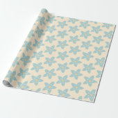 Boho Dusty Blue Blume Muster Gelb Hintergrund Geschenkpapier (Ungerollt)