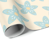 Boho Dusty Blue Blume Muster Gelb Hintergrund Geschenkpapier (Rolleneckpunkt)