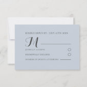 Boho Dusty Blue Blumenhochzeit RSVP  Karte (Rückseite)