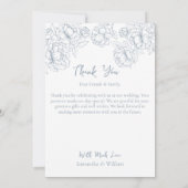 Boho Dusty Blue Botanical Elegantes Foto Dankeskarte (Rückseite)