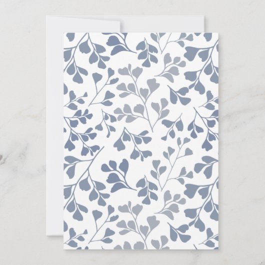 Boho Dusty Blue Botanical Leaf Hochzeit Einladung (Rückseite)