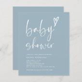 Boho Dusty Blue Boy Baby Shower Einladung (Vorne/Hinten)