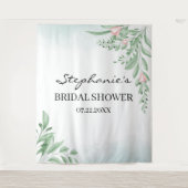 Boho Dusty Blue Brautparty Backdrop Foto Booth Wandteppich (Vorderseite)