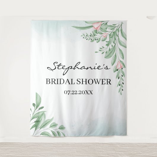 Boho Dusty Blue Brautparty Backdrop Foto Booth Wandteppich (Vorderseite)