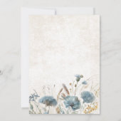 Boho Dusty Blue & Brown Floral Bridal Brunch Einladung (Rückseite)