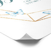 Boho Dusty Blue Butterfly Birthday Foto Booth Poster (Ecke)