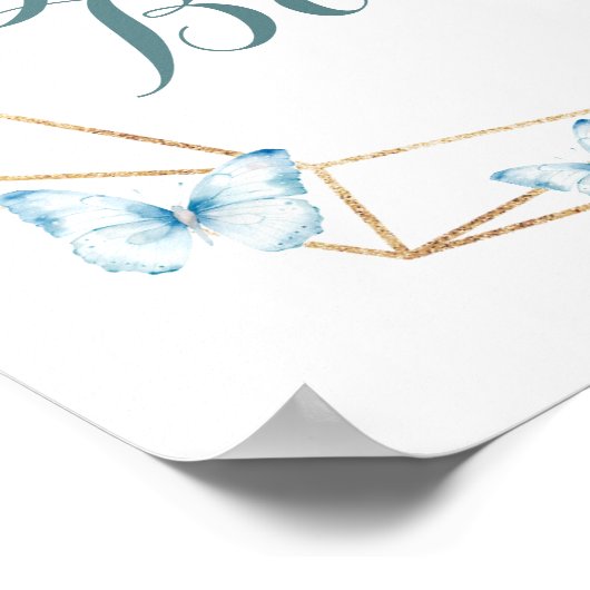 Boho Dusty Blue Butterfly Birthday Gästebuch (Ecke)