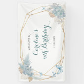 Boho Dusty Blue Butterfly Geburtstag Groß Banner (Vertikal)