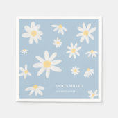 Boho Dusty Blue Daisy Blume Napkins Serviette (Vorderseite)