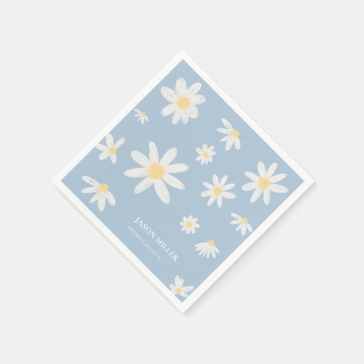 Boho Dusty Blue Daisy Blume Napkins Serviette (Ecke)