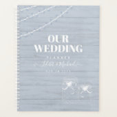 BOHO Dusty Blue Driftwood Mason Jars Wedding Planer (Vorderseite)