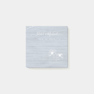 BOHO Dusty Blue Driftwood Mason Jars Wedding Post-it Klebezettel