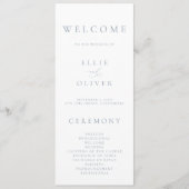 Boho Dusty Blue Elegant 1 Minimalistische Hochzeit Programm (Vorderseite)