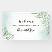 Boho Dusty Blue Engagement Party Begrüßung Banner (Horizontal)