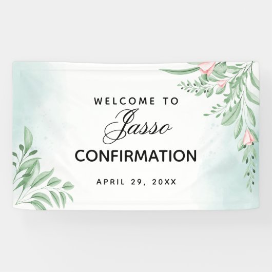 Boho Dusty Blue Eucalyptus Confirmation Banner (Horizontal)