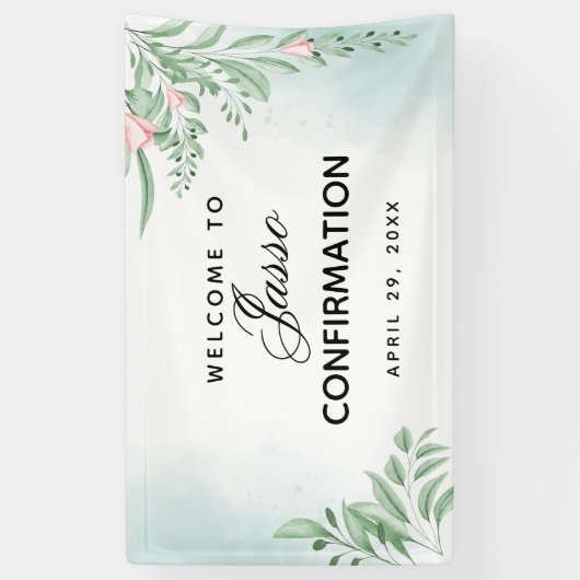 Boho Dusty Blue Eucalyptus Confirmation Banner (Vertikal)